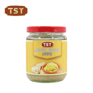 Salsa asiatica allo zenzero fresca tritata in bottiglia da 230 g